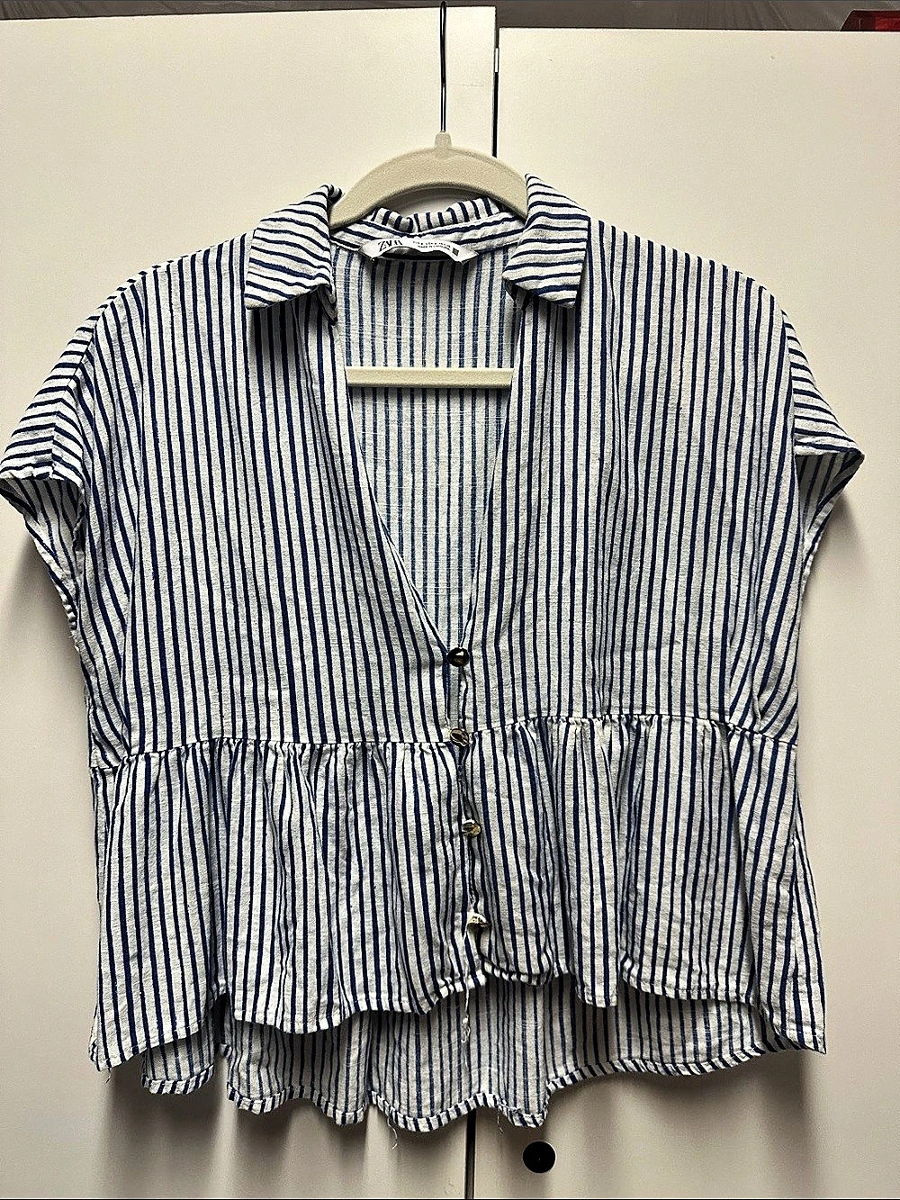 Zara Striped Blouse in Blue & White size S